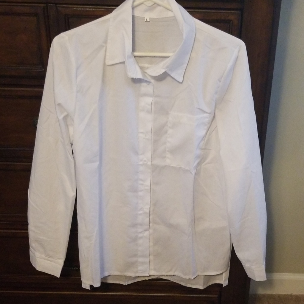 White Blouse With Split Back